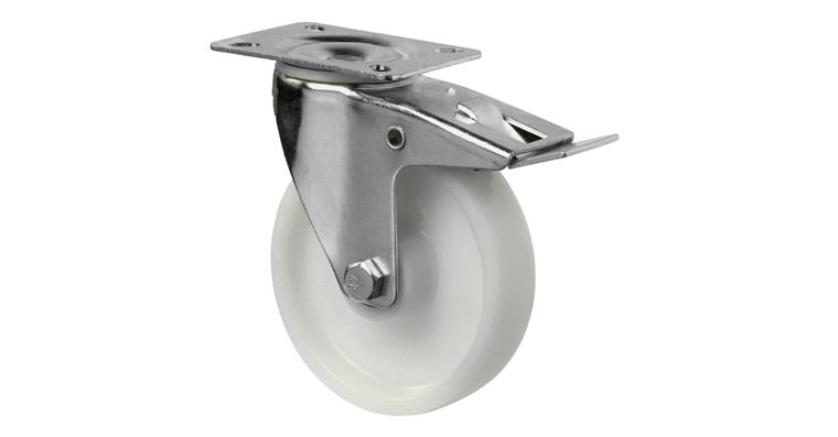 1081411303 Swivel castor, 125 mm diameter, plastic, load capacity 175 kg, with brake