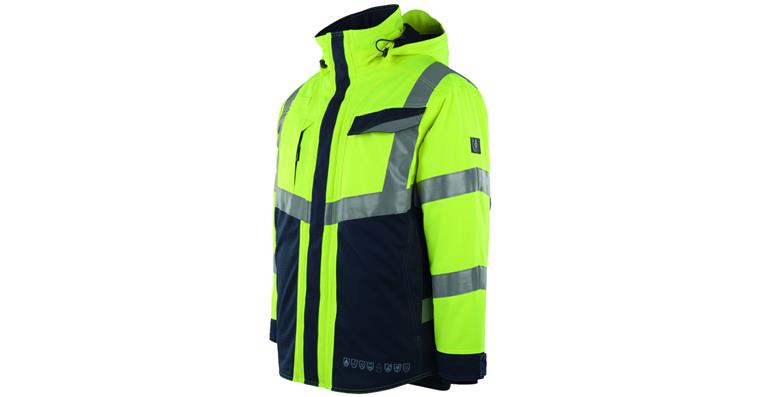 1093072083 Multisafe nepromokavá bunda Emmen žlutá/černo-modrá vel.XL