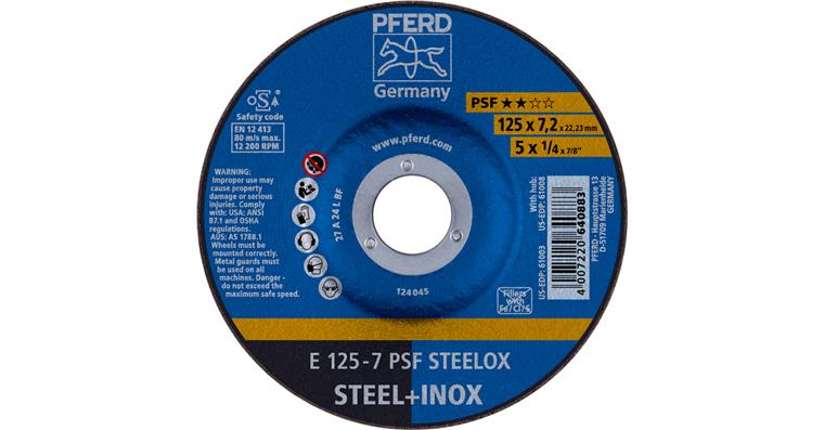 1001434959 Hrubovací kotouč 125 x 7,2 x 22,2 mm, zapuštěný střed, měkký, na ocel/inox